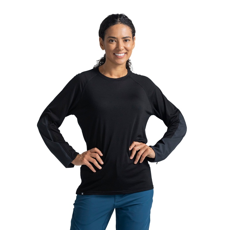 Norman MTB Women’s Merino Long Sleeve Gravity Jersey – Women’s L – Black