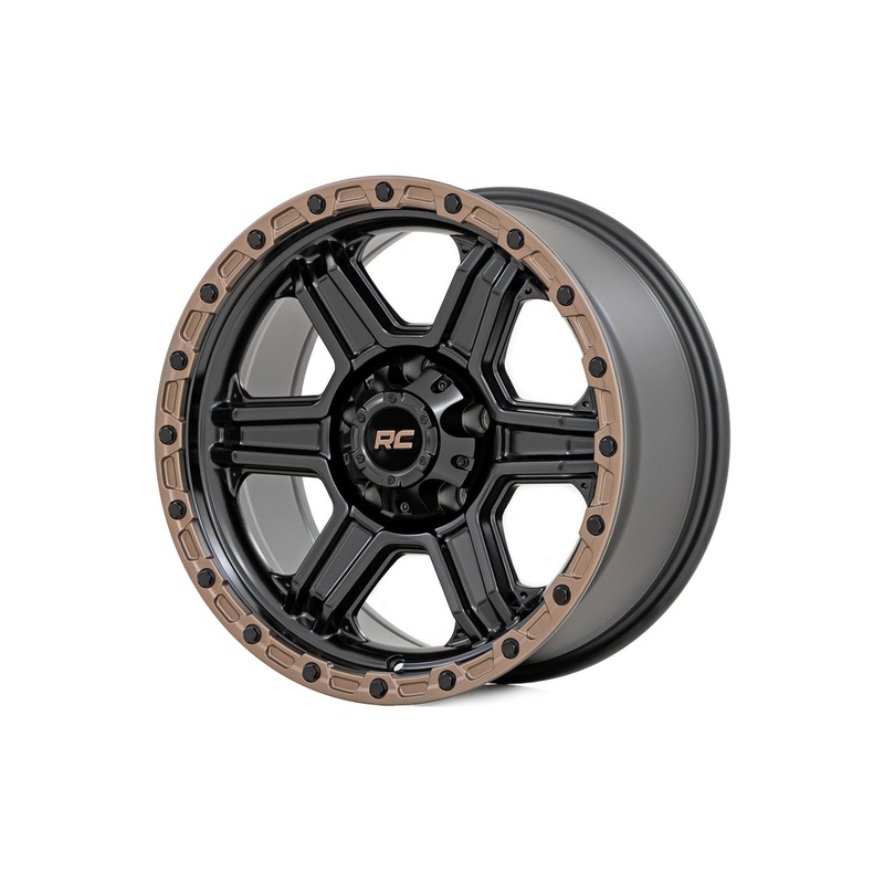 Rough Country | Rough Country 79 Series Wheel | One-Piece | Semi Gloss Black w/Bronze Ring | 18×9 | 5×5.5 | -12mm | 79181214