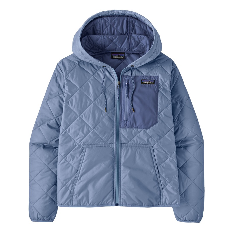 Women’s Diamond Quilted Bomber Hoody Barnacle Blue