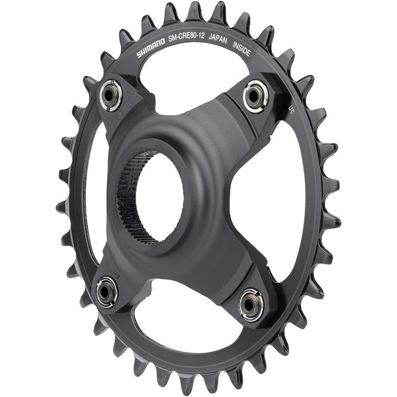 Shimano STEPS SM-CRE80-12-B Chainring – 34T Without Chainguard, 55mm Chainline, Black