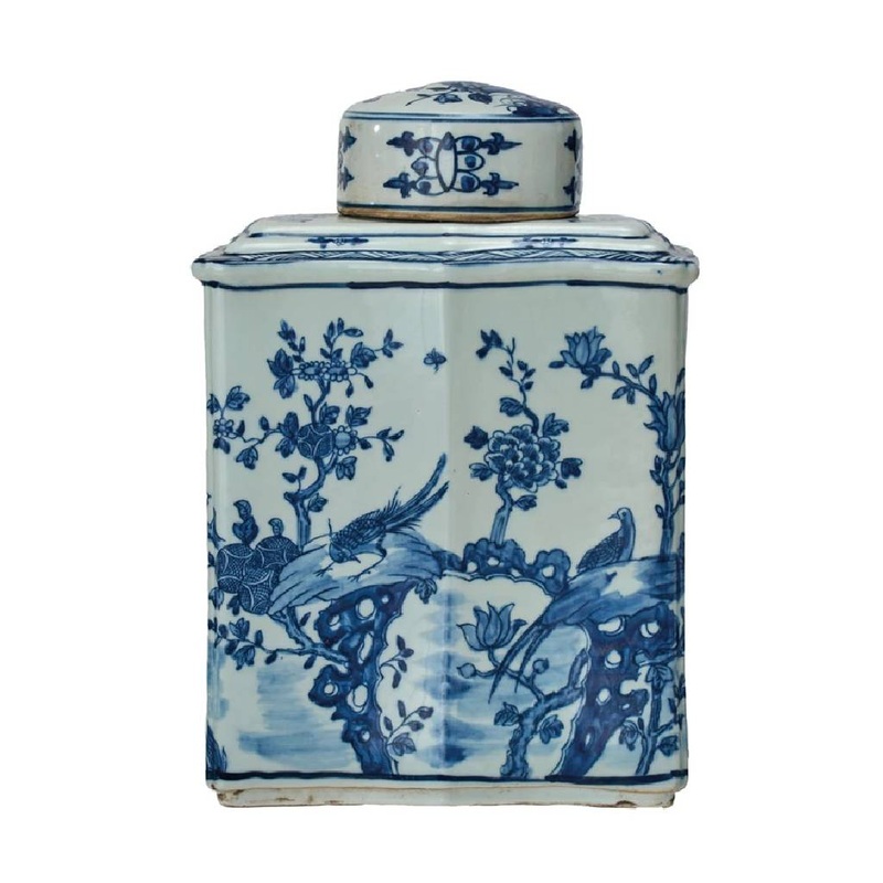 Decorative Hand-Painted Porcelain Vintage Reproduction Ginger Jar