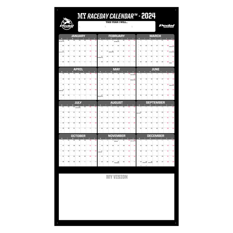 Pedal 2025 MY RACEDAY CALENDAR Black – 17in x 30in ISD