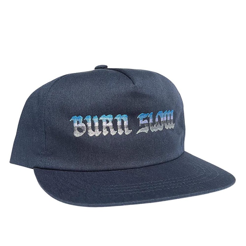 Burn Slow x Shadow Riding Gear Long Logo 5 Panel Cap – Navy