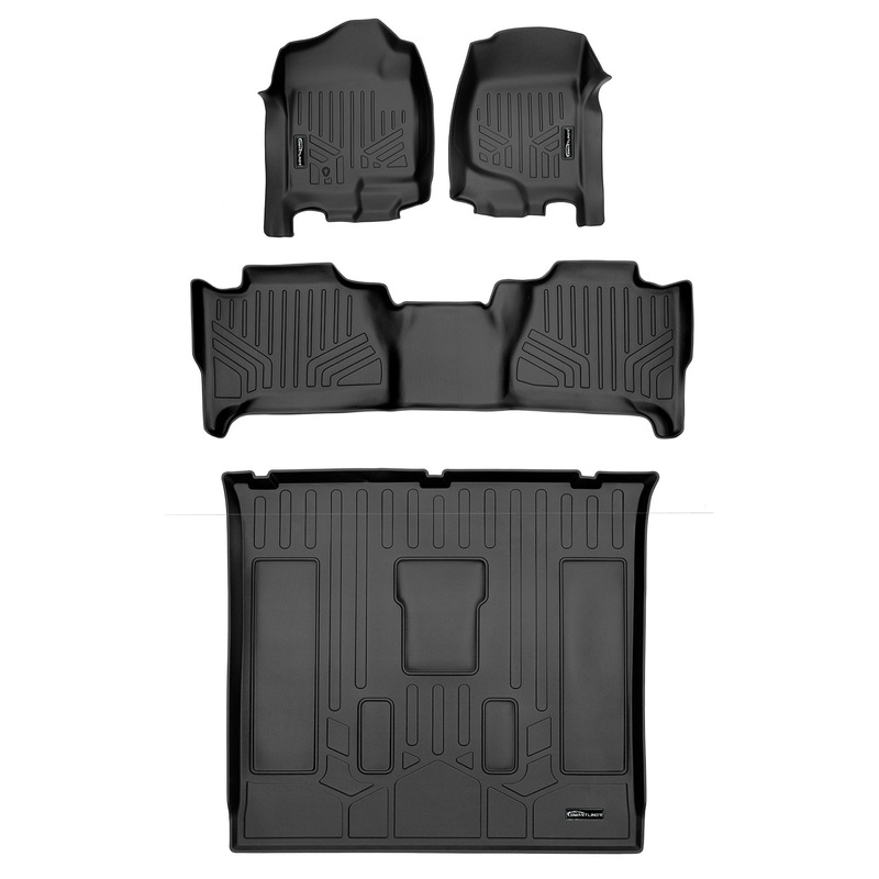 SMARTLINER Custom Fit Floor Liners For 2007-2014 Cadillac Escalade (No Hybrid Models) Black