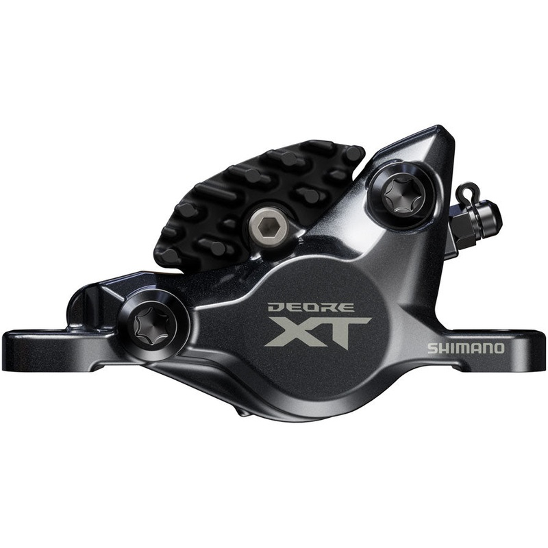 Shimano Deore XT BR-M8200 XC Disc Brake Caliper – Front or Rear, Post Mount, 2-Piston, Includes J04C-MF Finned Metal Pads, Black
