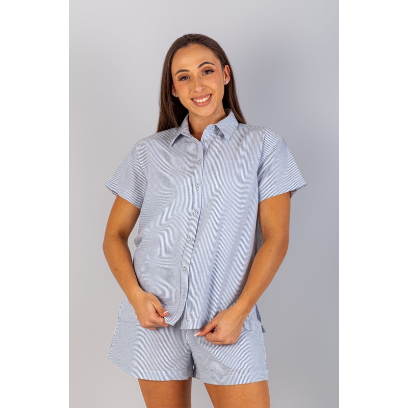 Tarboton – Ladies Button Up Blue Stripe