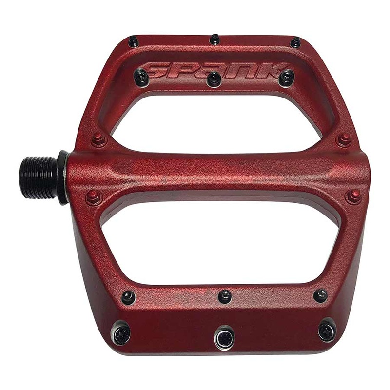 Spank SPOON DC Platform Pedals Body: Aluminum Spindle: Cr-Mo 9/16” Red Pair