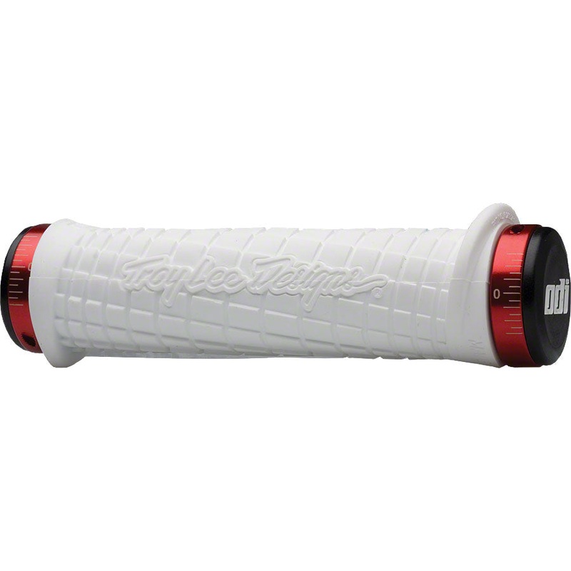 ODI 130mm Troy Lee Lock-On Grips: White/Red