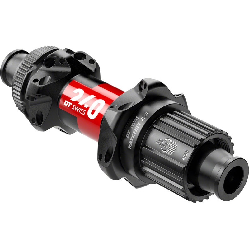 DT Swiss 240 EXP Rear Hub – 12 x 142mm Center-Lock Micro Spline BLK/Red 24H 36pt Straight Pull