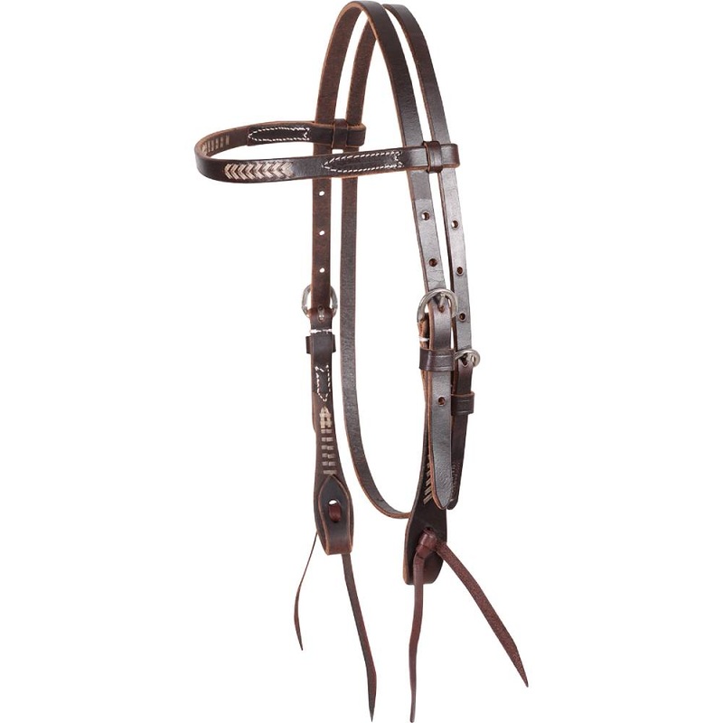 Martin Saddlery Chocolate Browband Headstall w/Rawhide Lacing