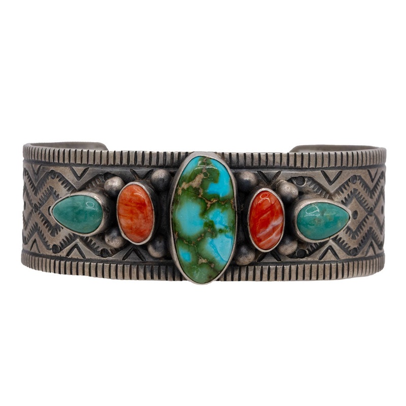 Sonoran Gold and Spiny Oyster Stamped Cuff