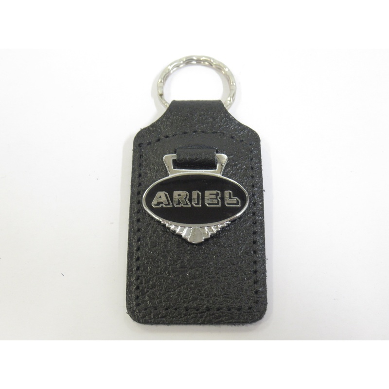 vintage Ariel key ring fob chain motorcycle black badge UK Made rugged leather holder