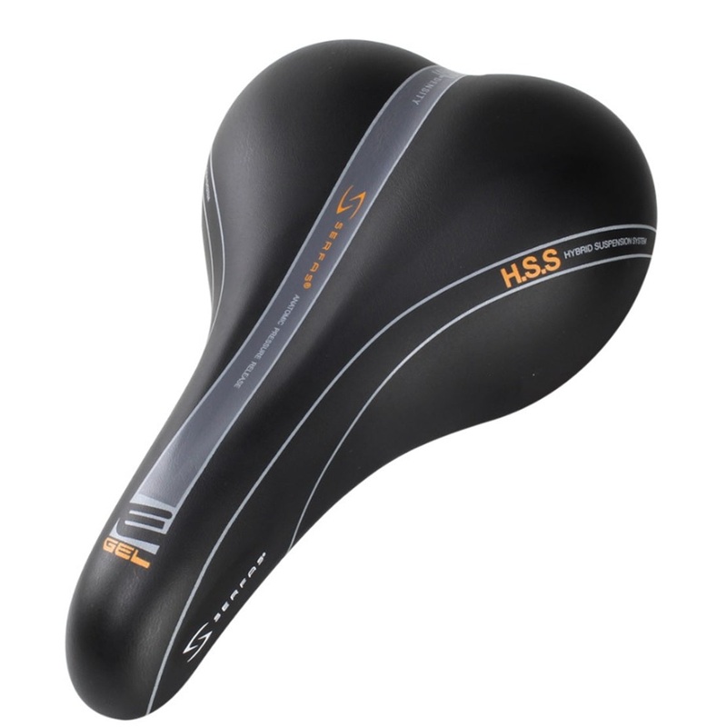 Serfas EG-8240E E-Gel Hybrid Elastomer Rear Suspension Bicycle Saddle Black