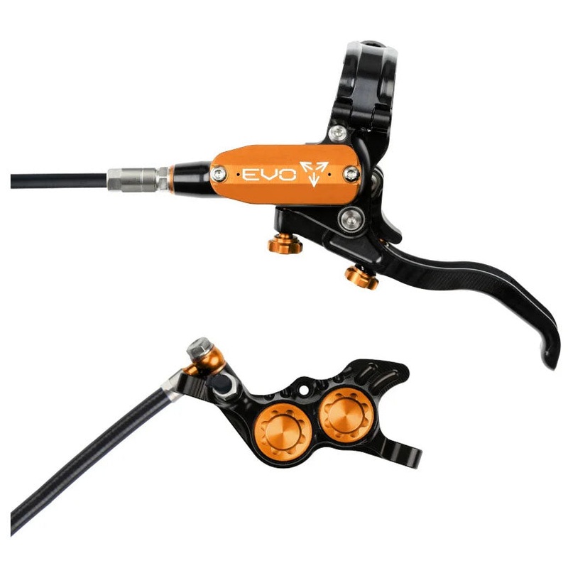 Hope Tech 4 Evo GR4 Disc Brake and Lever – Left/Front, Post Mount 74mm, Black/Orange