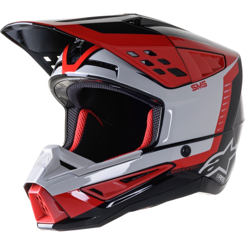 S M5 Beam Helmet Black/Grey/Red Glossy Lg