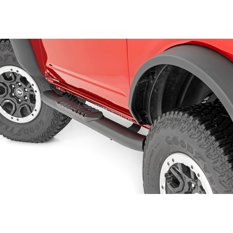 Rough Country | Oval Nerf Steps | 2-Door | Black | Ford Bronco (2 Door) 4WD (2021-2025) | 21012