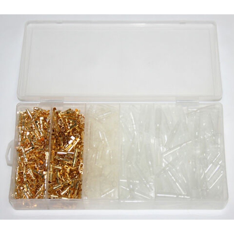600Pc Round Style Wire Crimp Bullet Terminal Set with Covers in Plastic Storage Case