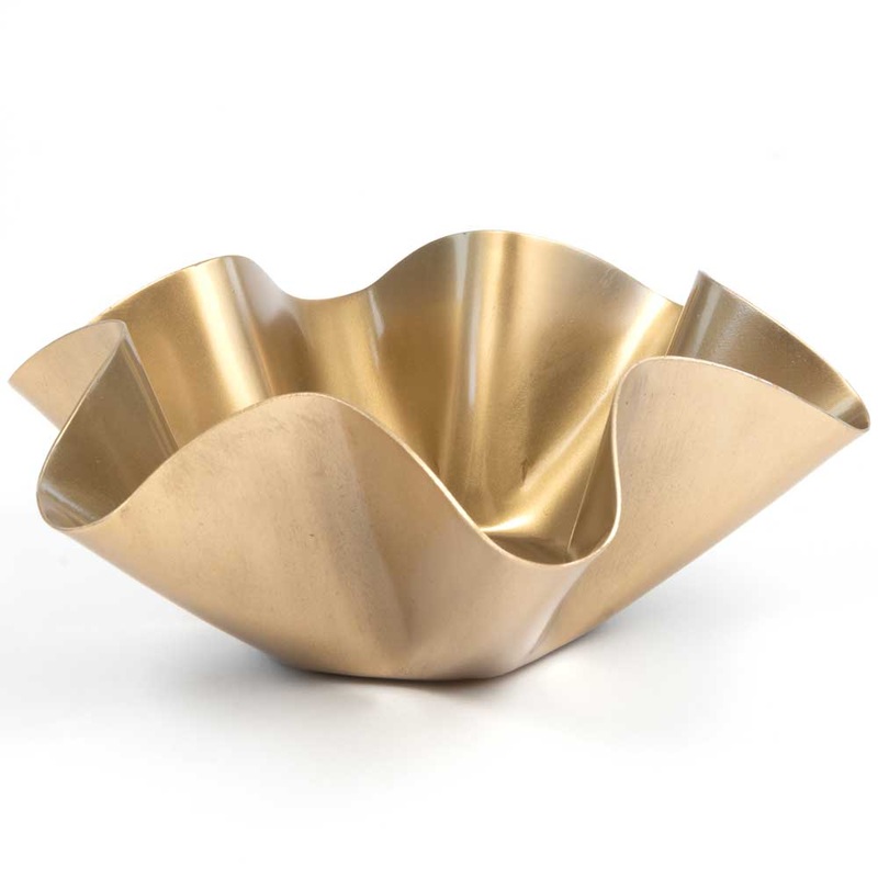 Mud Pie Shiny Brass Nested Ruffle Bowl – Small