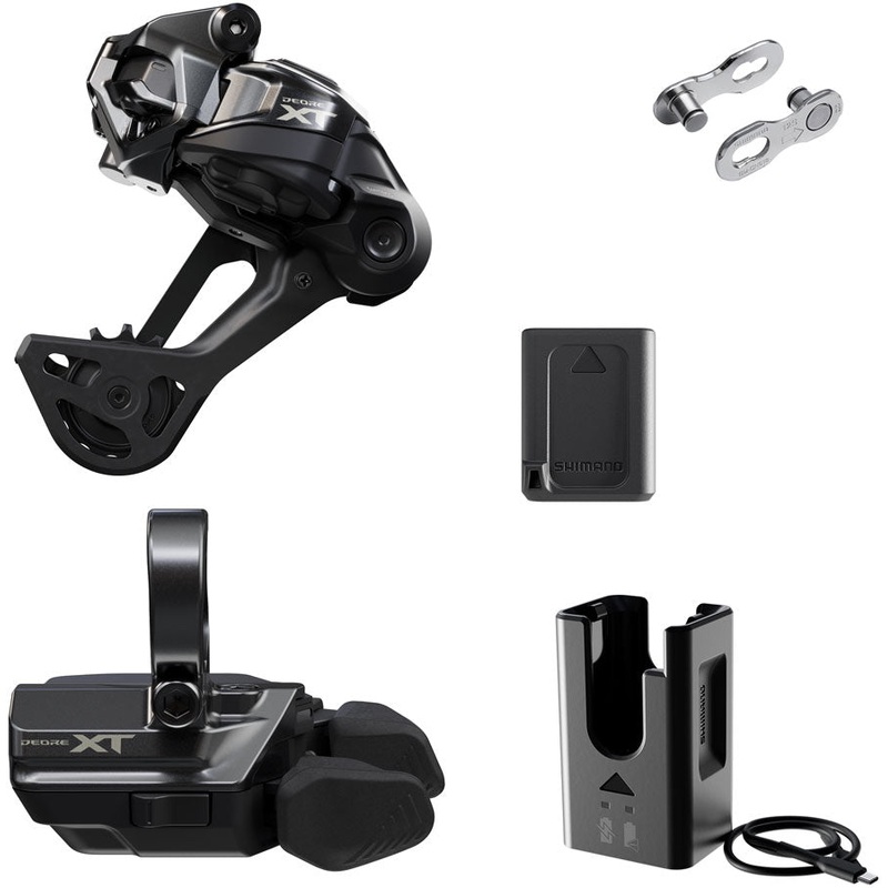 Shimano Deore XT M8250 Di2 Wireless Upgrade Kit – M8250-SGS Rear Derailleur, M8250-R Shifter, Battery, Charger, Quick