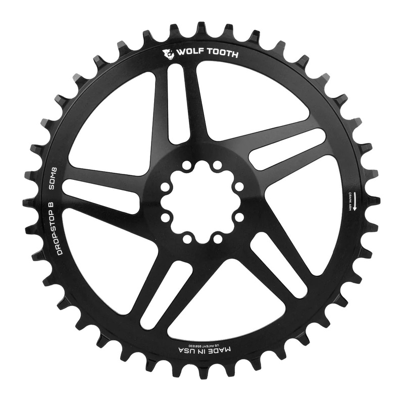 Wolf Tooth Direct Mount Chainring – 38t SRAM Direct Mount Drop-Stop B For SRAM 8-Bolt Cranksets 6mm Offset BLK