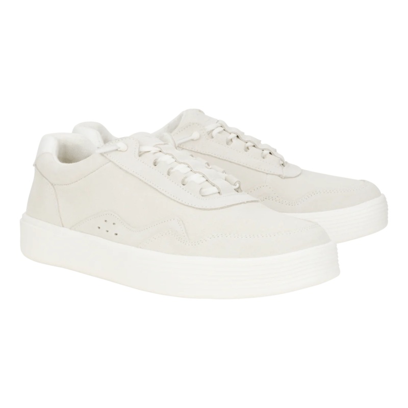Hudson M Sued Vintage Varsity White White