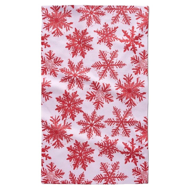 Snowy Days Red Tea Towel