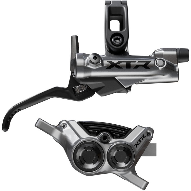 Shimano XTR M9220 Enduro Disc Brake and Lever – Right/Rear, Post Mount, 4-Piston Caliper, SM-BH90-SBM Hose, Finned Metal