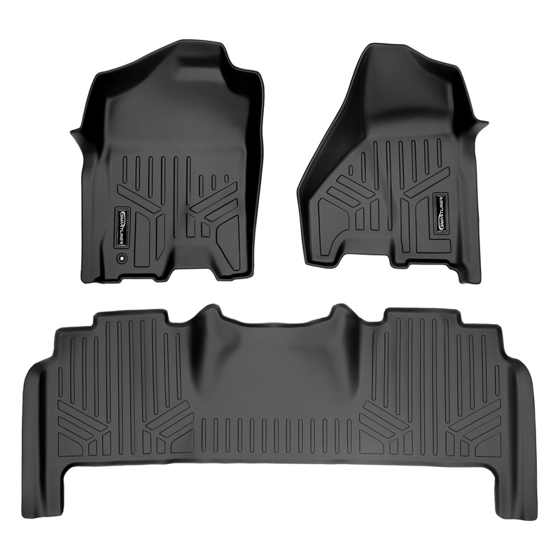 SMARTLINER Custom Fit Floor Liners For 2010-2012 Ram 2500/3500 Mega Cab with Single Front Floor Hook Black