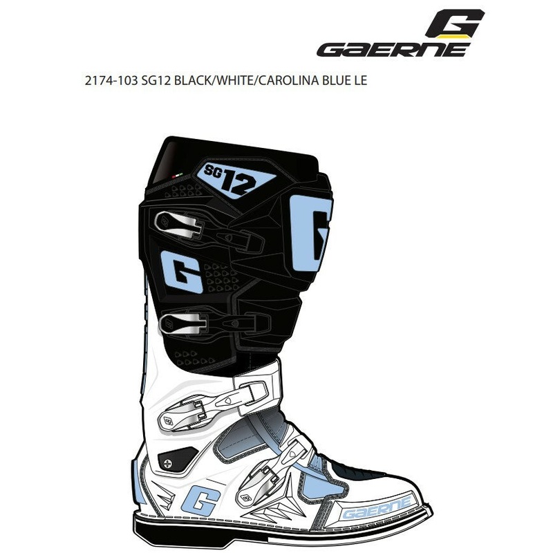 GAERNE SG-12 Le Boots Black/White/Carolina Blue Size 09 – Premium Riding Support