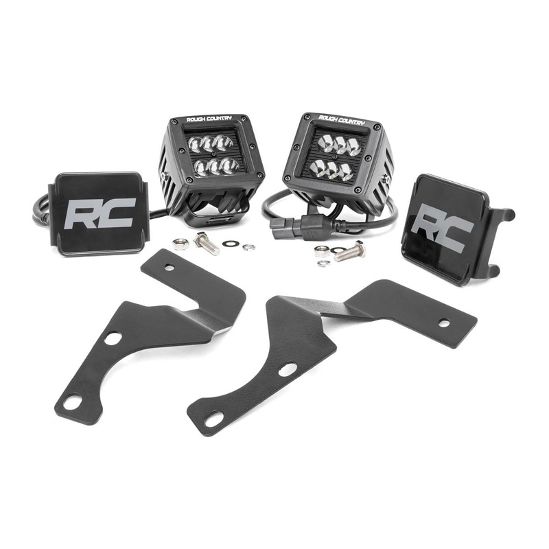 Rough Country | LED Light Kit | Ditch Mount | 2″ Black Flood Pair | Toyota 4Runner (10-24) | 70799