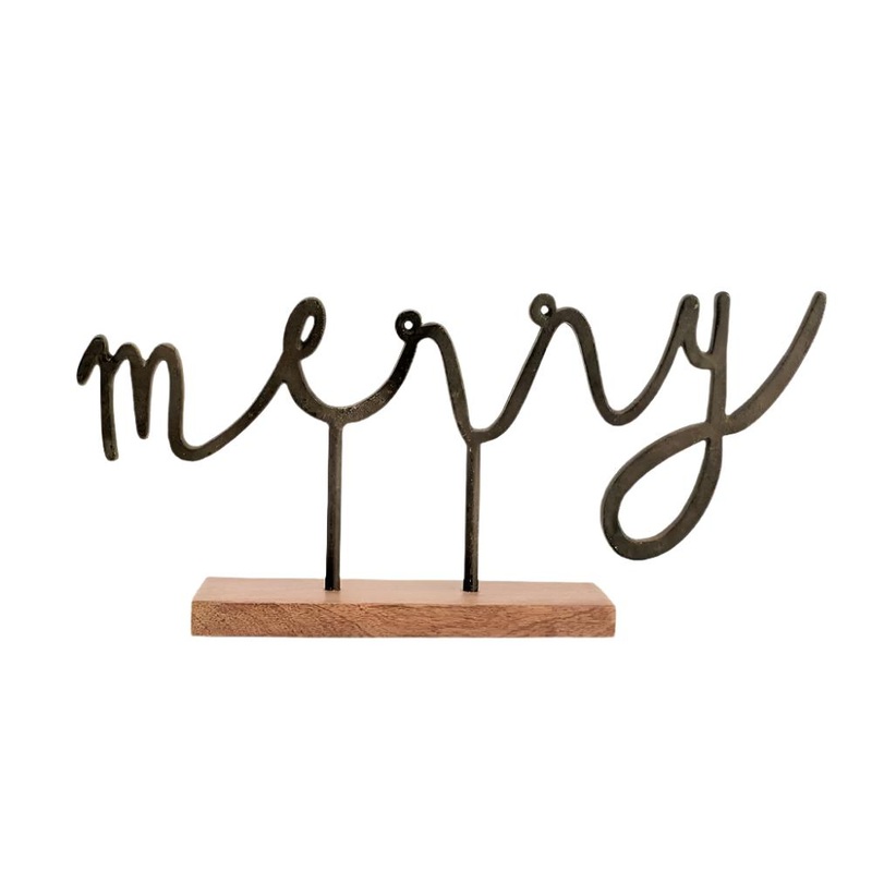 Mud Pie “Merry” Cast Iron Sentiment Sitter