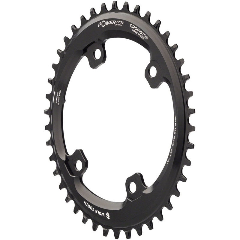Wolf Tooth Elliptical Shimano 110 Asymmetric BCD Chainring – 42t 110 Asymmetric BCD 4-Bolt Drop-Stop B For Shimano GRX Cranks BLK