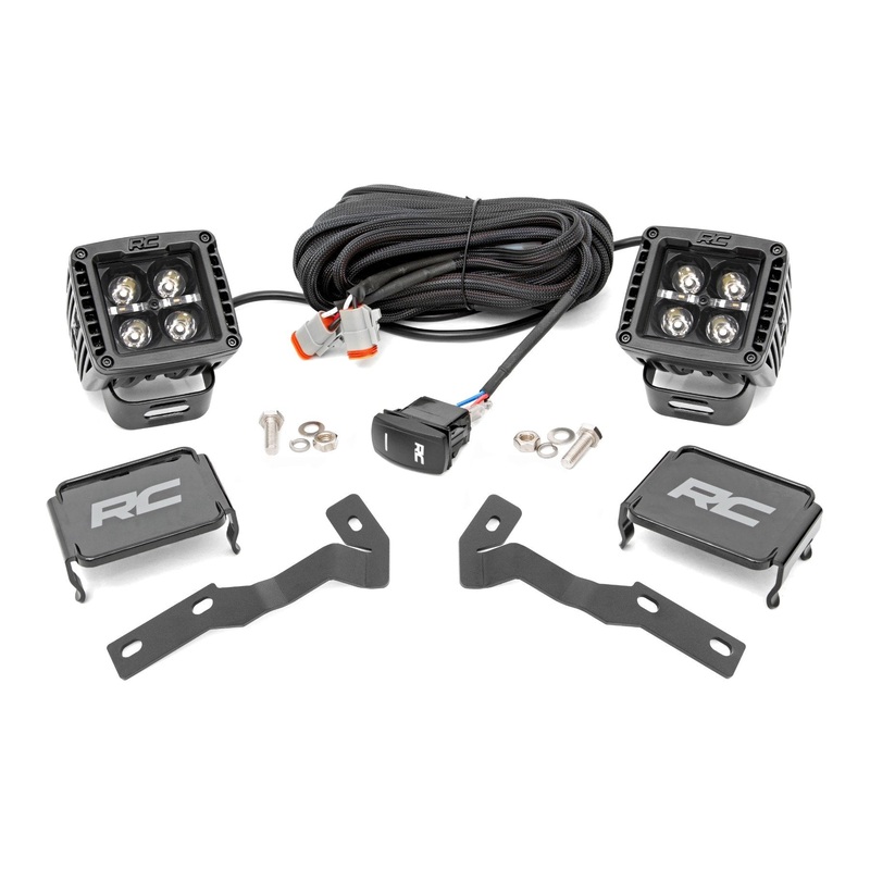 Rough Country | LED Light Kit | Ditch Mount | 2″ Black Pair | Amber DRL | Toyota Tacoma (05-15) | 71090