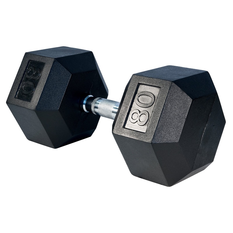 RubberHex Dumbbells 80lb Pair