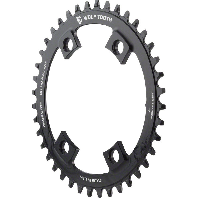 Wolf Tooth Shimano 110 Asymmetric BCD Chainring – 40t 110 Asymmetric BCD 4-Bolt Drop-Stop A For Shimano Cranks BLK