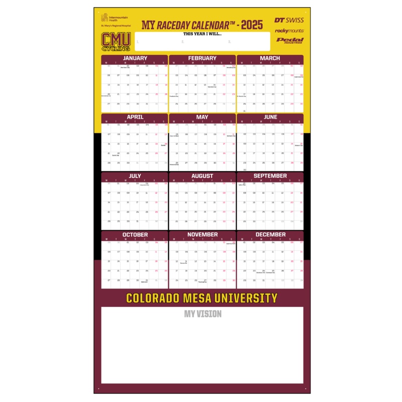 CMU Cycling 2025 GIANT MY RACEDAY CALENDAR