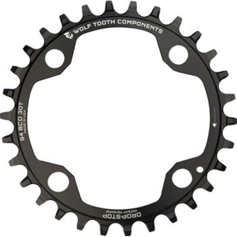 Wolf Tooth 94 BCD Chainring – 34t, 94 BCD, 4-Bolt, Drop-Stop, For SRAM Cranks, Black