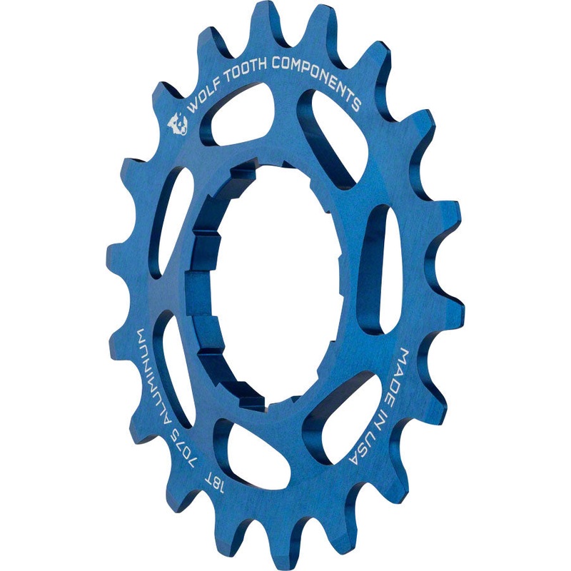 Wolf Tooth Single Speed Aluminum Cog – 18t, Compatible with 3/32″ Chains, Blue