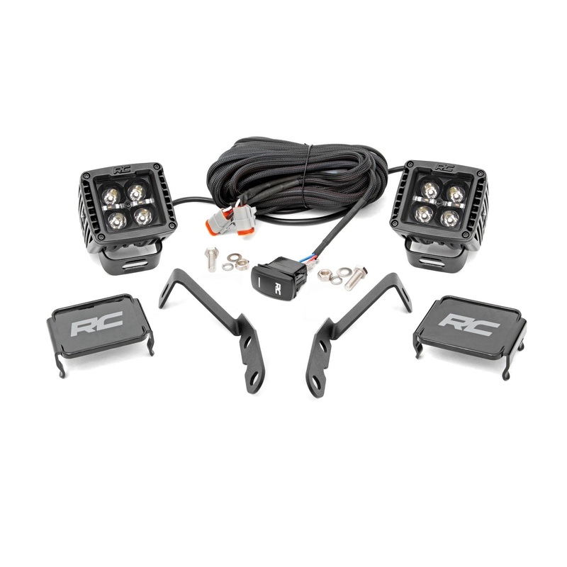 Rough Country | LED Light | Ditch Mount | 2″ Black Pair | White DRL | Chevy 1500 (2007-2013) | 71060