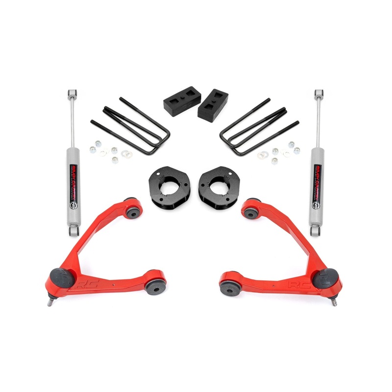 Rough Country | 3.5″ Lift Kit | Forged UCA | Cast Steel | Chevy/GMC 1500 (07-16) | 19831RED