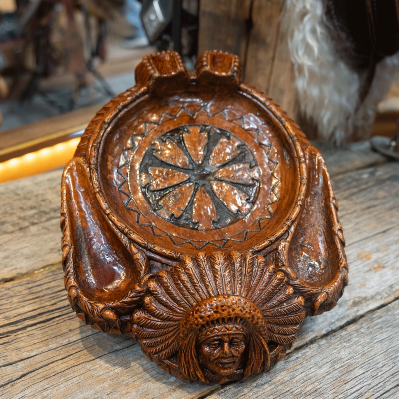 Syroco Wood Indian Chief Ashtray