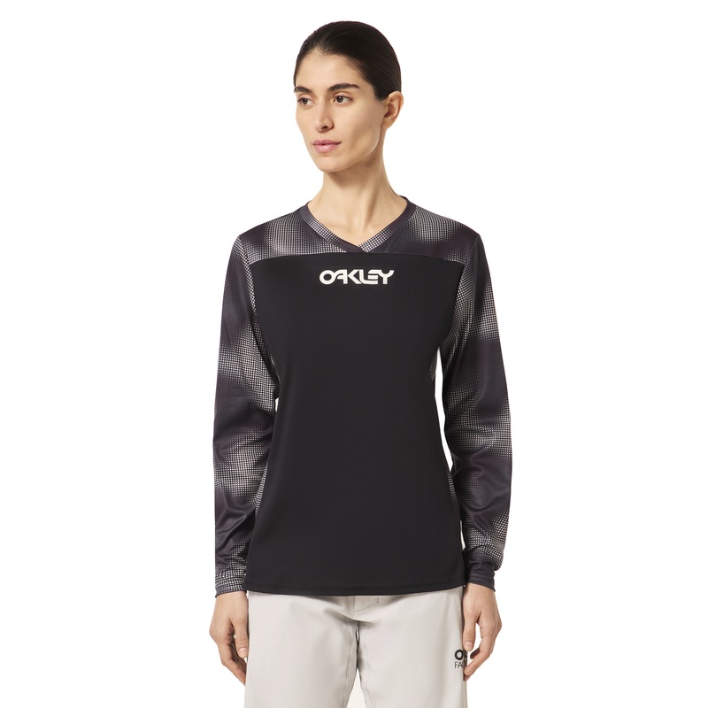 Oakley Women’s Maven Coast Long Sleeve Jersey – Women’s S – Organic Spots Black
