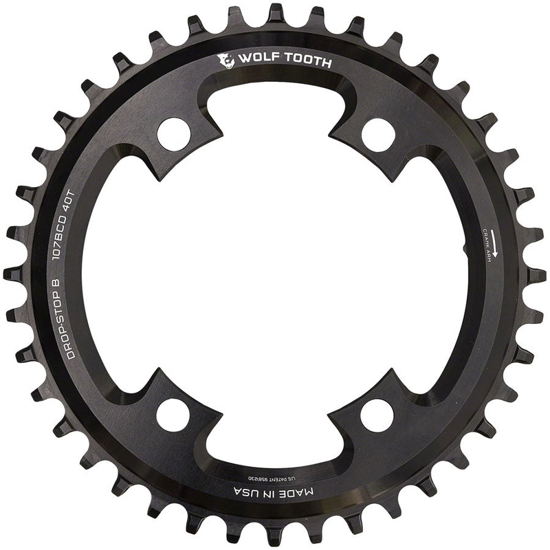 Wolf Tooth 107 BCD Chainring – 44t Compatible SRAM 107 BCD Drop-Stop B 4-Bolt BLK