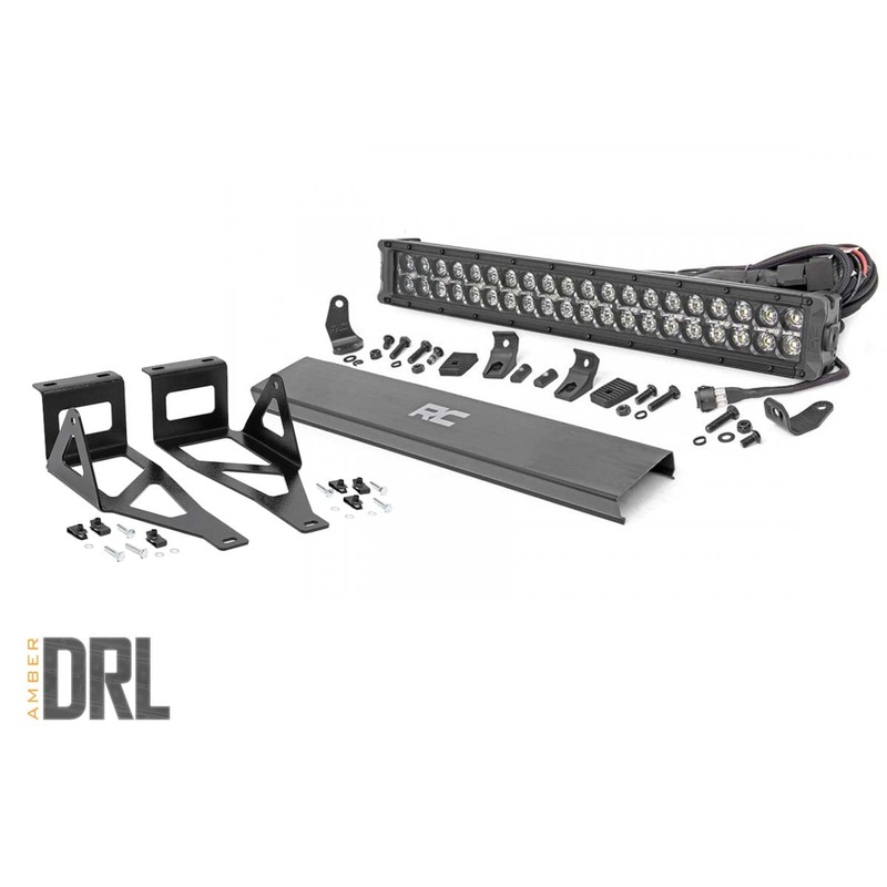 Rough Country | LED Light Kit | Bumper Mount | 20″ Black Dual Row | Amber DRL | Ford F-250/F-350 Super Duty (05-07) | 70665DRLA