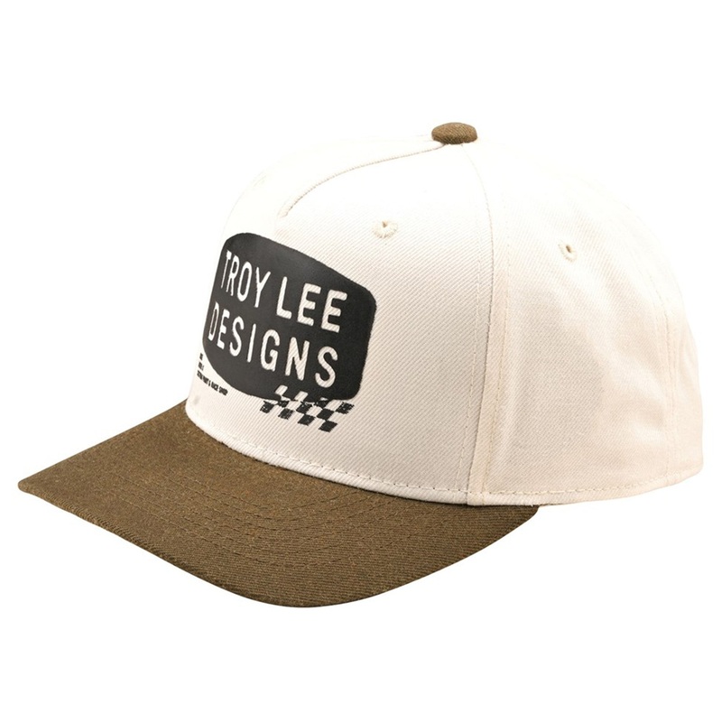 TLD Curved Snapback Hat – OSFA – Stamp Vintage White / Olive
