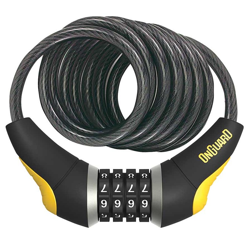OnGuard Doberman Combo Cable Lock: 6′ x 12mm Gray/Black/Yellow