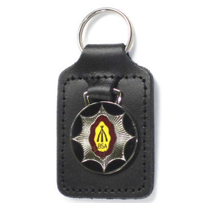 BSA piled arms stacked rifles key fob chain ring badge Made in England Lightning