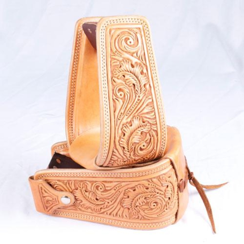 Trophy Leather Tooled Stirrups #5