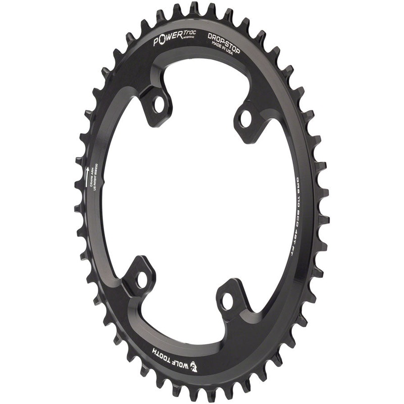Wolf Tooth Elliptical Shimano 110 Asymmetric BCD Chainring – 46t, 110 Asymmetric BCD, 4-Bolt, Drop-Stop B, For Shimano