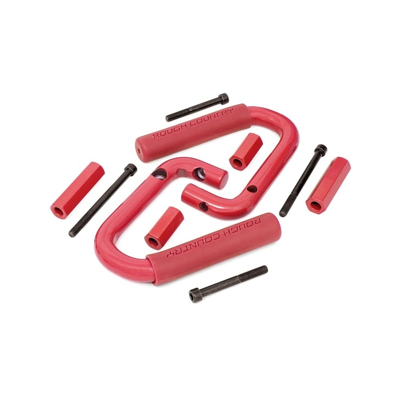 Rough Country | Grab Handles | Steel | Front | Red | Jeep Wrangler JK/Wrangler Unlimited (07-18) | 6501RED